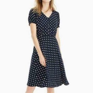 J Crew Short Sleeve Polka Dot Print Dress